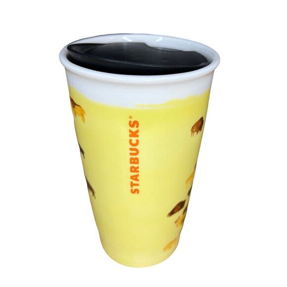 RARE STARBUCKS OKLAHOMA "BUFFALO ROAM" CERAMIC Double TUMBLER 12.4oz!! Brand New - Picture 5 of 7